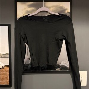 Brandy Melville Charcoal Long Sleeve Crop Top